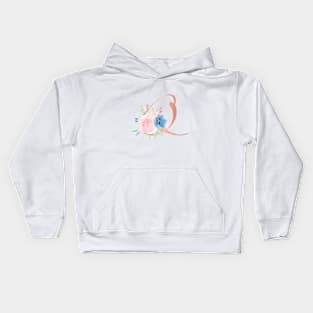 Letter Q Rose Gold and Watercolor Blush Pink and Navy Kids Hoodie